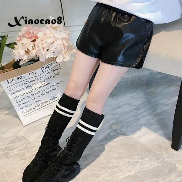 

shorts kids autumn winter plush black pu leather for girls korean style children toddler fall clothes 4 5 6 7 8 9 10 11 12years