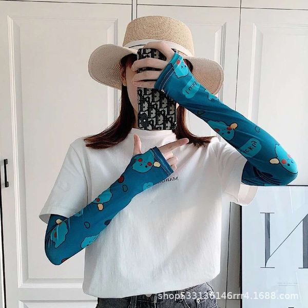 

summer sun protection ice sleeve female hand arm gloves driving lovely net red