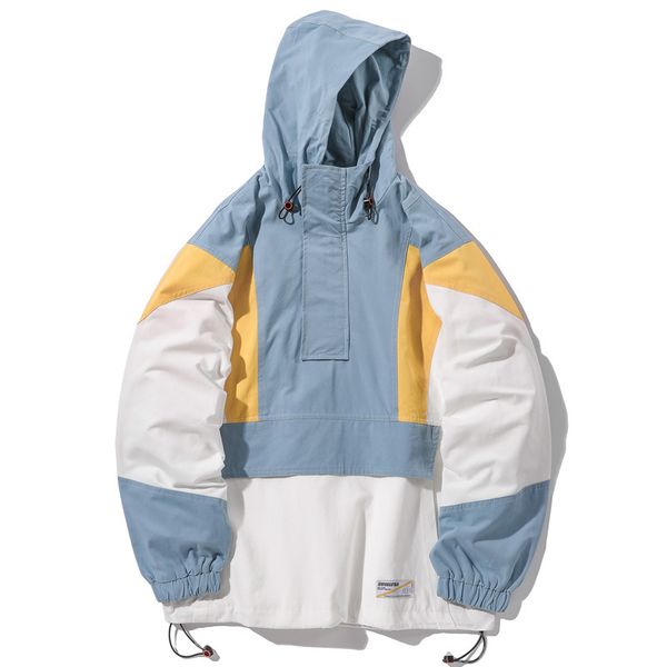 

women mens brand jacket windbreaker jackets casual hoodied half zipper pullover men autumn hip hop streetwear male, Black;brown