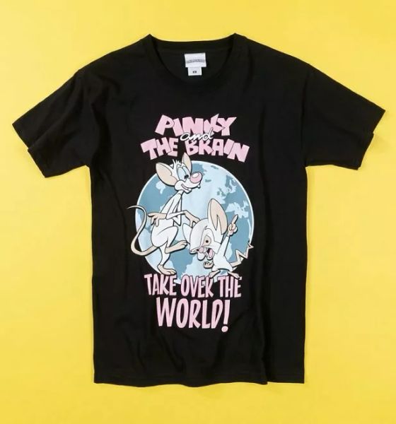 

official pinky and the brain take over the world black t-shirt, White;black