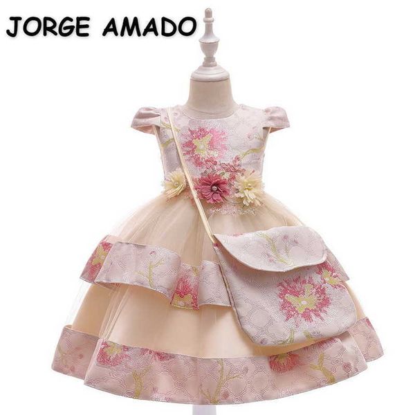 Abiti per ragazze adolescenti primaverili Abito floreale a maniche corte stile Lolita per pianoforte da cerimonia nuziale Esegui vestiti per bambini E1005 210610