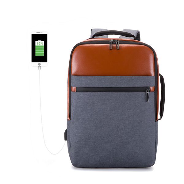 

usb men's computer schoolbag with leather backpack