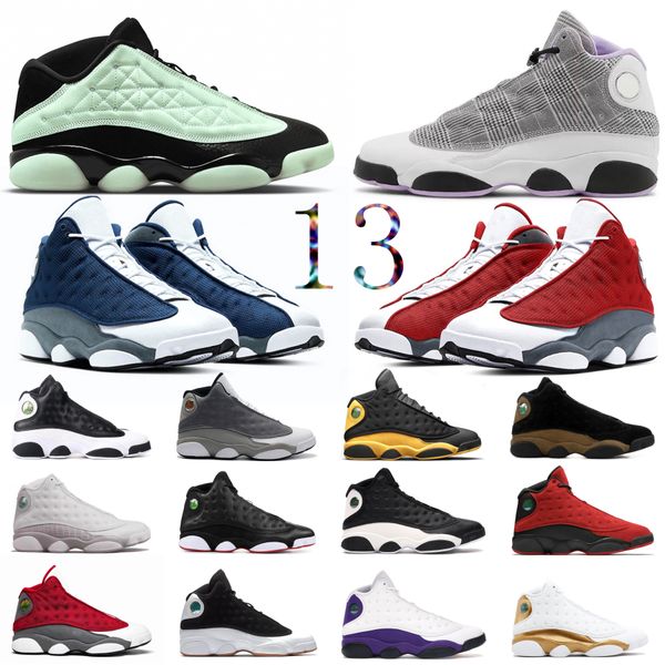 

13 13s men basketball shoes singles day houndstooth wolf grey red flint obsidian court purple gold glitter black cat altitude womens mens tr