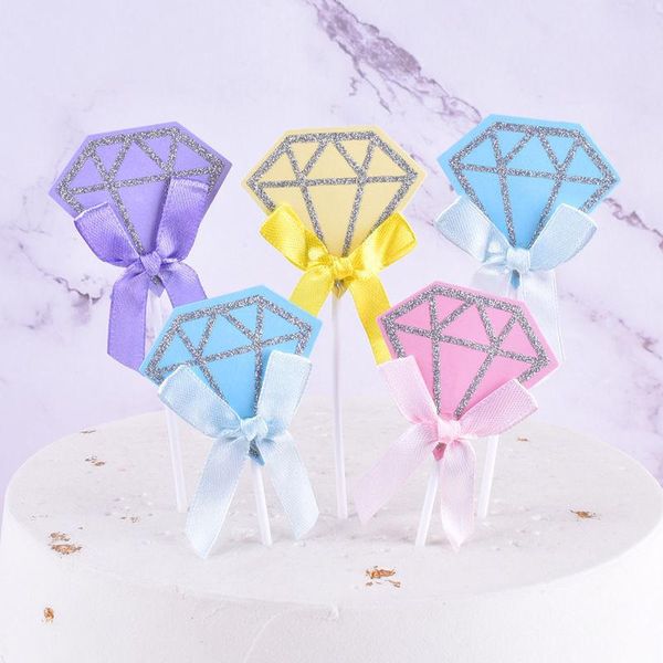 

other festive & party supplies cake decoration diamond bow flag birthday card wedding dessert dress up holiday plug-in 5 pieces