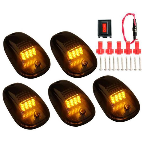 

car headlights 5pcs smoked cab roof marker 12-led truck suv running driving light set