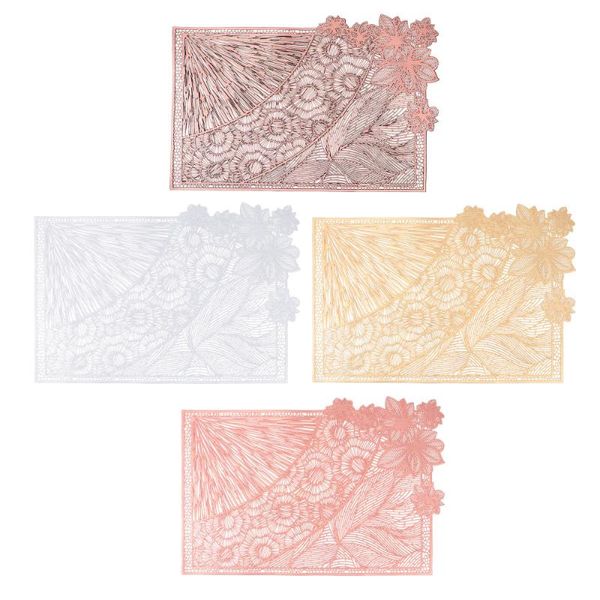 

mats & pads 4pcs elegant western food pad non-skid hollow placemat simple heat insulated mat