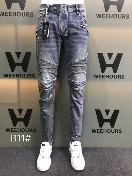 

men's and women's casual hip-hop jeans currently designer luxury pants b11-10, Blue