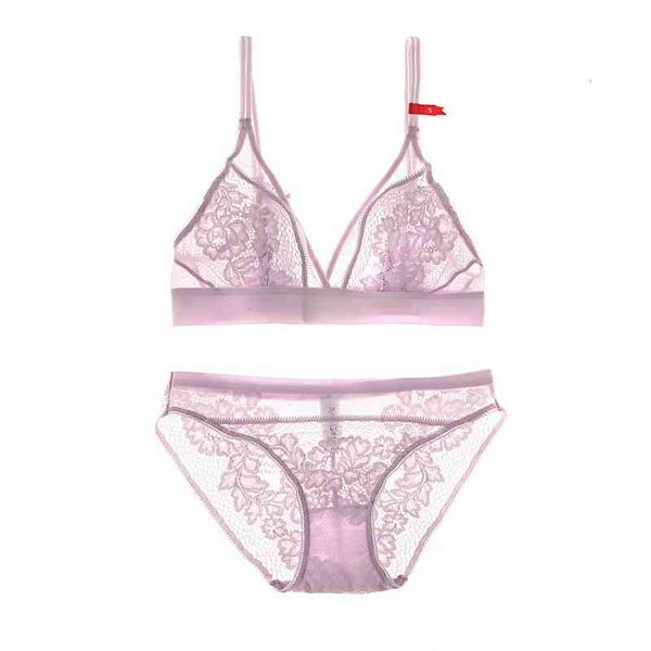 

fashion design luxury bra set thin lace mesh lingerie no steel ring, Red;black
