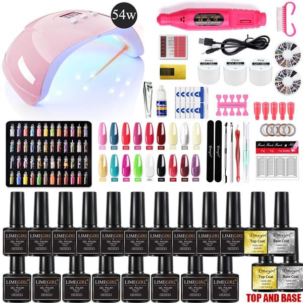 

nail art kits set and lamp choose 18/12/10 color gel polish kit electric drill machine manicure nails decorations