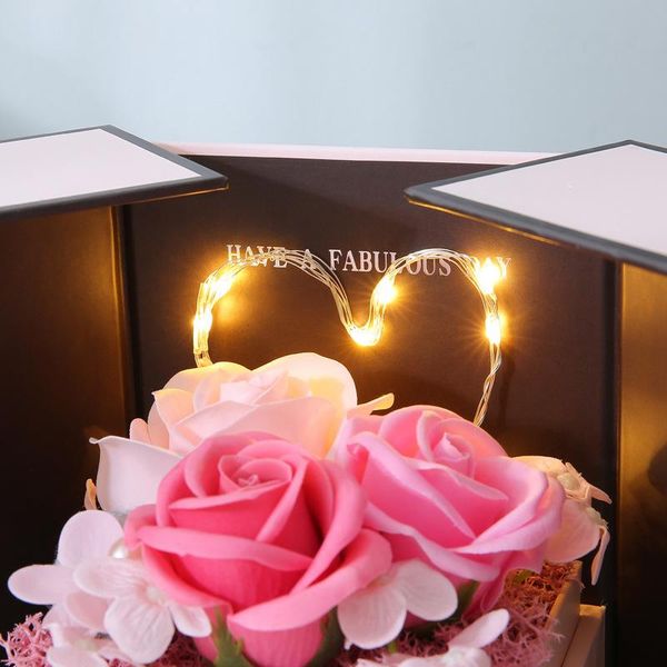 

decorative flowers & wreaths artificial rose flower box with necklace for couple forever wedding valentines day christmas party decoration g