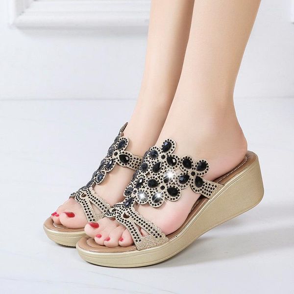 

slippers shoes low basic hoof heels fabric rubber pu rome, Black