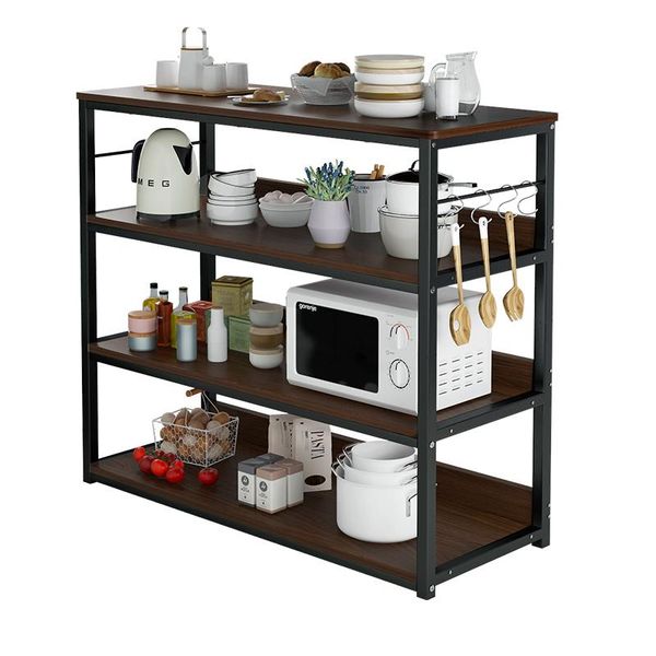 

kitchen shelves floor-to-ceiling multi-layer microwave racks store with large multi-capacity multi-function oven pan storage bottles & jars
