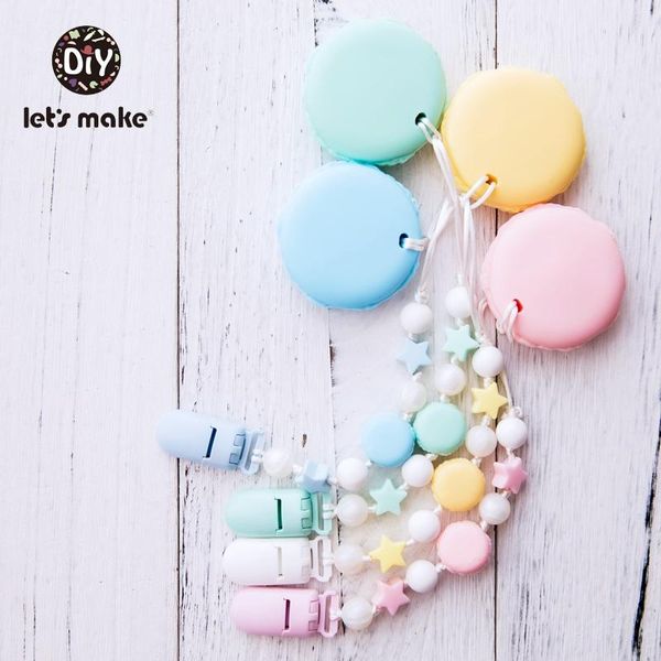 

pacifiers# let's make pacifier chain nominal nipple holder baby accessories silicone teether beads pvc macaron clips plastic