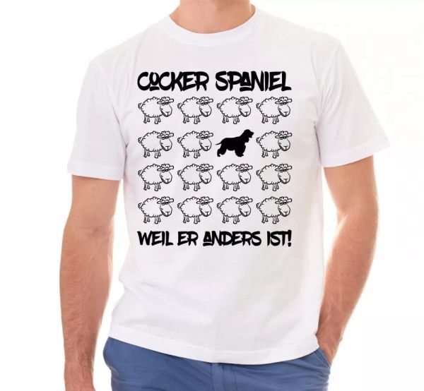 

Cocker Spaniel Unisex T-Shirt Black Sheep Men Dog Dogs Motif Spaniard, Mainly pictures