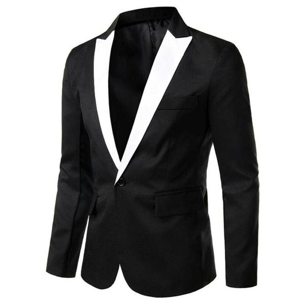 

men's suits & blazers mens clothing suit color matching single button breasted casual coats wedding fashion autumn blazer for men, White;black