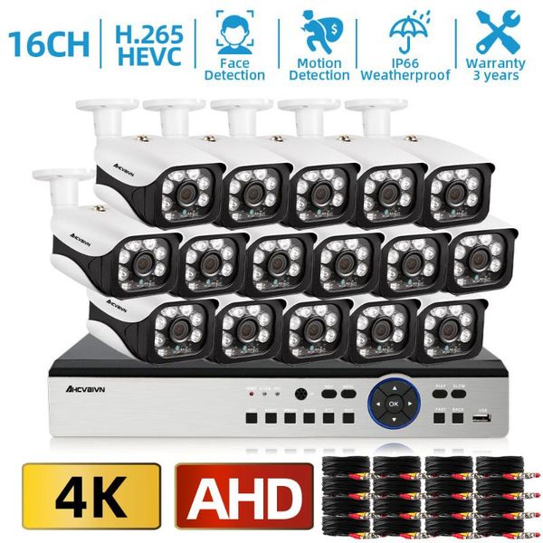 

system 8mp ir night vision in/outdoor waterproof camera 5in1 kit remote view motion detection wireless kits