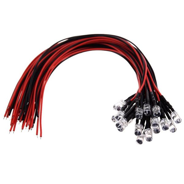 

bulbs 20 x 5mm blue led lamp light set pre wired 12v dc 25cm