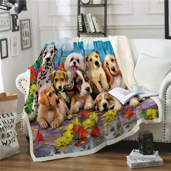 

sofa throw blanket bed cover cartoon pet dog super soft warm winter sherpa fleece plush bedspread for children kid blankets