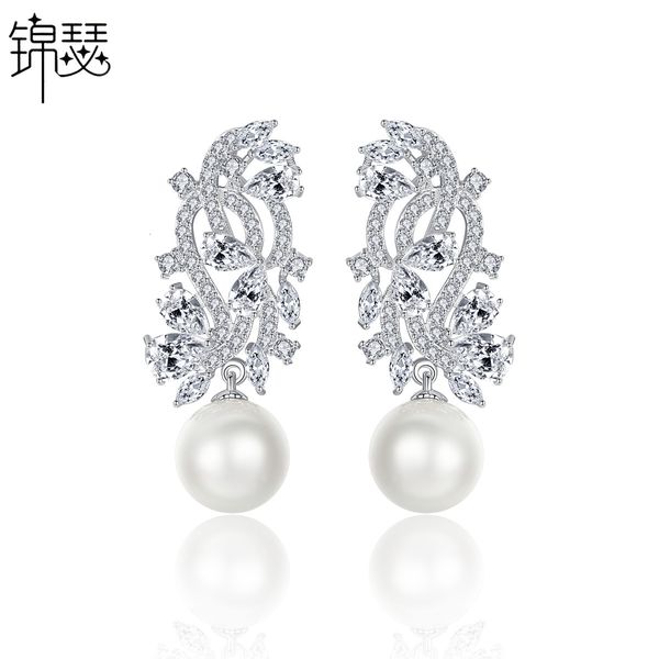 

jewelry charm stud love silent earrings korean fashion pearl aaa zircon, Golden