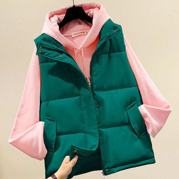 

women's vests 2021 autumn and winter down cotton vest female short student loose waistcoat women sleeveless jacket, Black;white