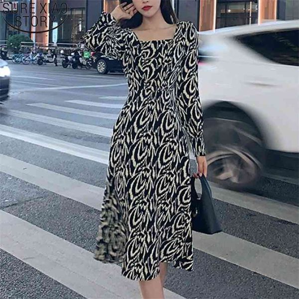 

vintage floral dress french style square collar black autumn and winter es women temperament bottoming 13080 210506, Black;gray