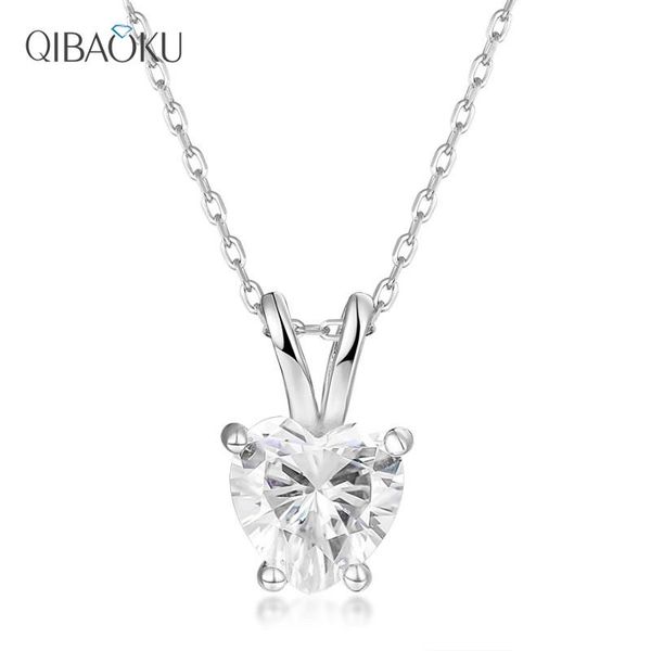 

sterling silver necklace heart shape moissanite zircon simple gold wedding pendants jewelry gift for women chains