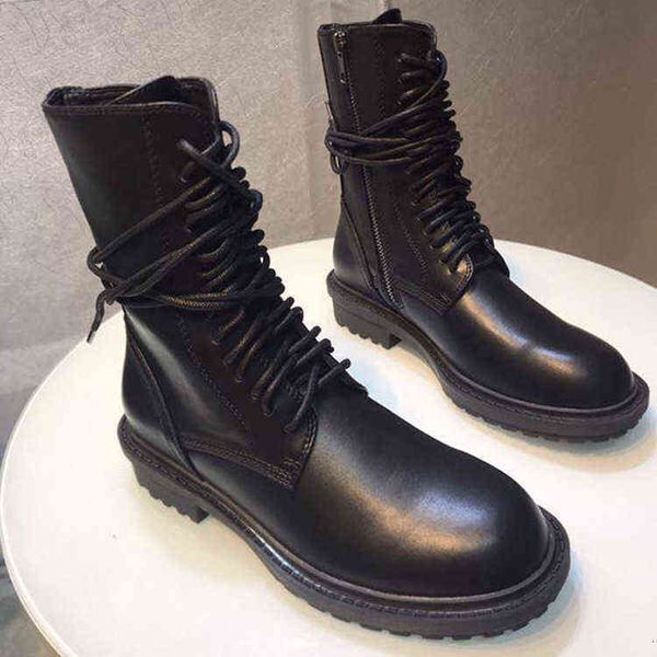 

shoes yang mi martin ann 10 bandage knight motorcycle short 14 hole middle tube black tooling thick bottom thin boots