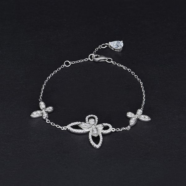 

oevas luxury 925 sterling silver created moissanite gemstone bangle charm wedding butterfly bracelets fine jewelry whole, Golden;silver