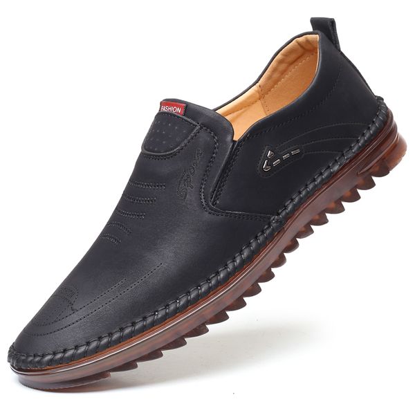 

dress shoes new men microfiber leather 38-44 anti-slip soft tendon bottom outsole man casual bussiness youth loafers dfyu, Black