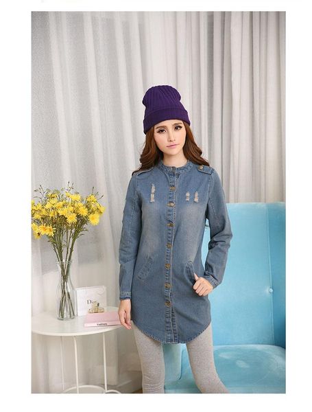 

women's trench coats women long denim hold sashes rough selvedge, Tan;black