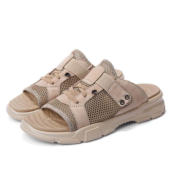 

sandals breathable footwear waterproof men flat de hombre praia walking summer dress sandalia mountain casual 39 plage cuero in, Black