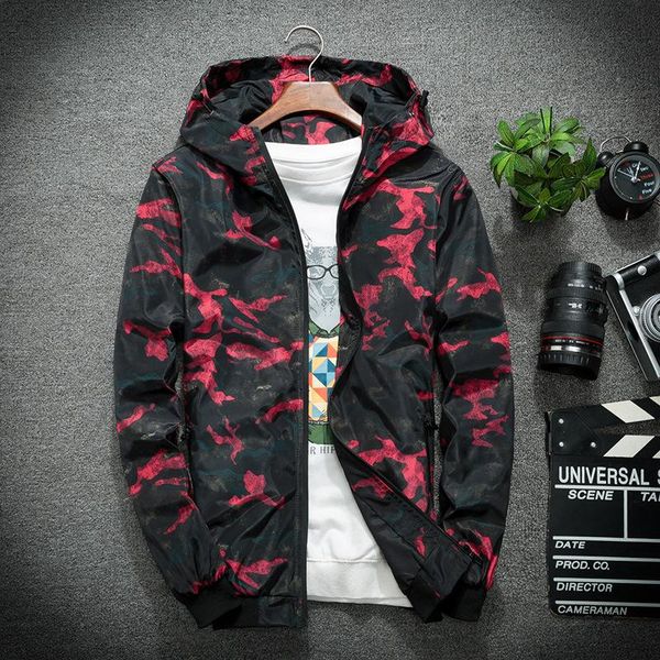 

men's jackets mens casual thin camouflage hoodie jacket windbreaker coat men spring autumn waterproof clothes male outwear 4xl, Black;brown
