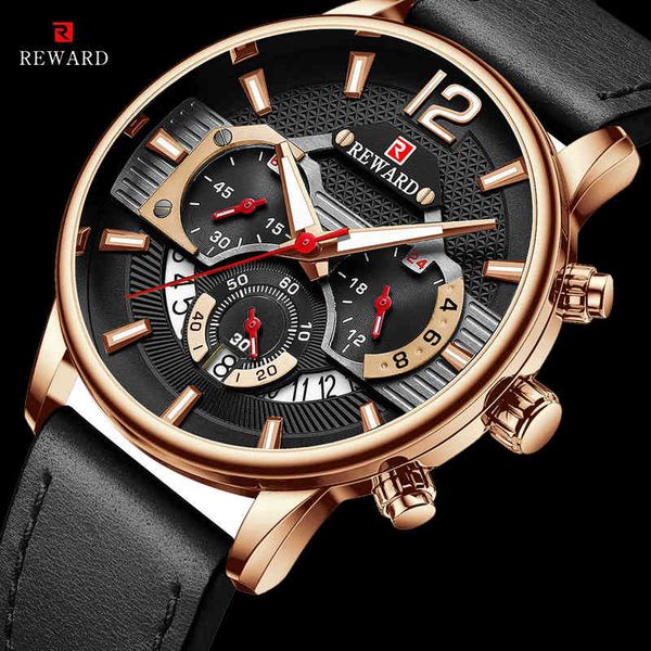 

reward fashion sports clocks for men blue brand luxury military leather polar chronograph, Slivery;brown