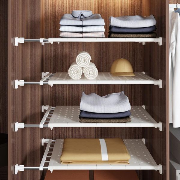 

hooks & rails adjustable kitchen storage shelves clothing wardrobe closet organizer space saving decorative wall mounted rack home appliance