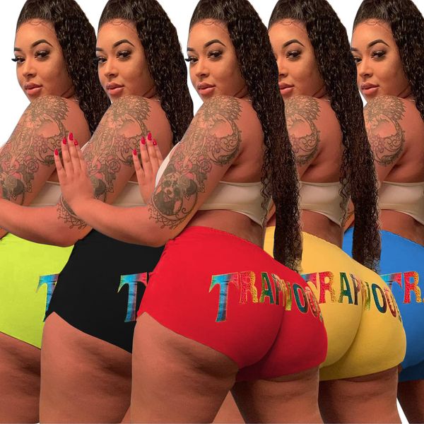 

colorful letters printed shorts for women clothing workout spandex booty shorts high waist sweatpants n43-ag20, Black;white