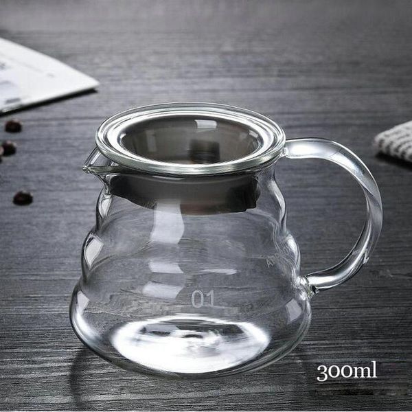 

coffee pots 300ml500ml700ml v60 pot with lid gooseneck drip kettle heat resistant glass pour over espresso maker barista tools