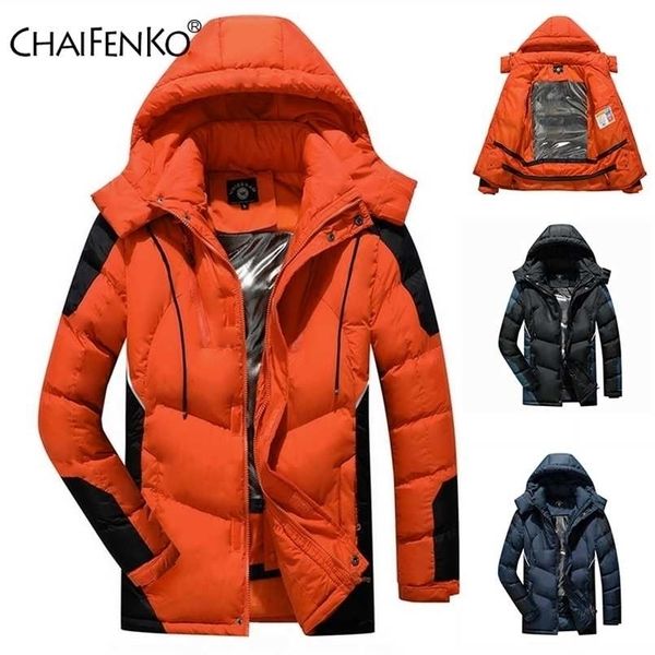Uomo inverno caldo spesso parka impermeabile giacca con cappuccio cappotto autunno outwear moda casual 211014