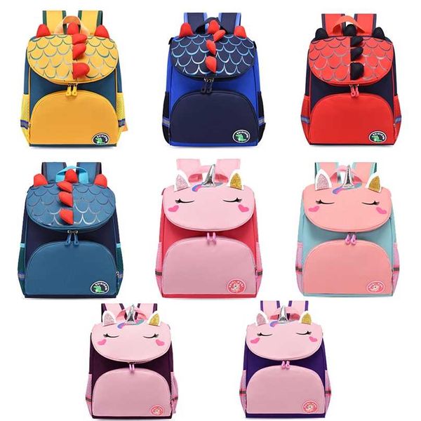 Dinossauro 3D Dinossauro dos desenhos animados mochilas meninos meninos pré-escolares meninas bebê bebê bonito criança crianças escola kindergarten saco marca 211021