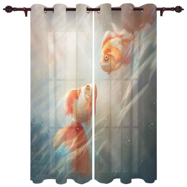 

luxury modern window curtains sunshine water goldfish bedroom living room dining decoration translucent beautiful curtain & drapes
