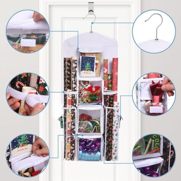 

hooks & rails multi-function oxford cloth hanging gift wrapping holder for closet