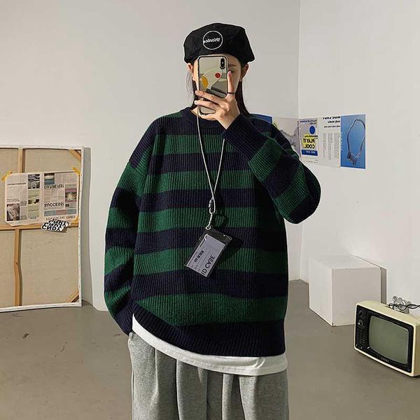 

women's sweaters women striped knitted sweater autumn winter thick warm pullovers oversized casual loose jumper teen streetwear, White;black