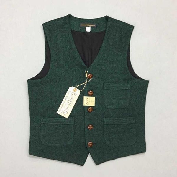 

men's vests bob retro dong worsted woolen suit vest winter mens' button-down hunting waistcoat, Black;white