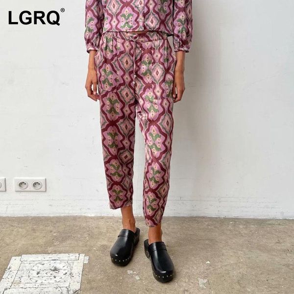

women's pants & capris [lgrq] high elastic waist red printing bandage straight trousers loose women fashion tide spring autumn 2021 19d, Black;white