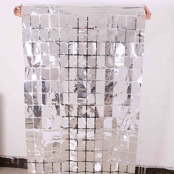 

silver party background wall decoration square door rain curtain