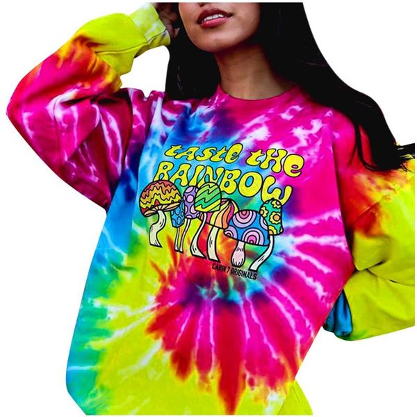 

women's hoodies & sweatshirts women pullover turn to flower tie-dye thick warm small sweater loose large size casual clothing autumn *, Black