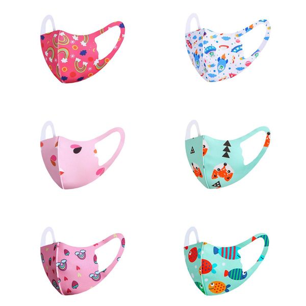 Maschera di cotone per bambini alla moda Cartone animato Modello di stampa colorato Anti-polvere Protezione solare traspirante Maschere lavabili per ragazzi Maschere per bambini firmate