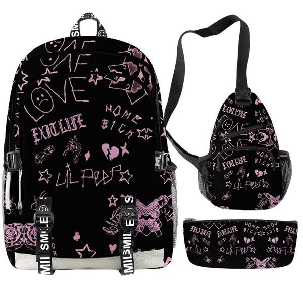 

backpack lil peep love women men backpacks bags set 3 pcs boys girls teenager school lapoxford waterproof