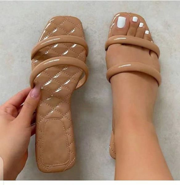 

sandals 2021 summer women's shoes flat outdoor slippers narrowband style fashion beach plus size 41 yshe, Black
