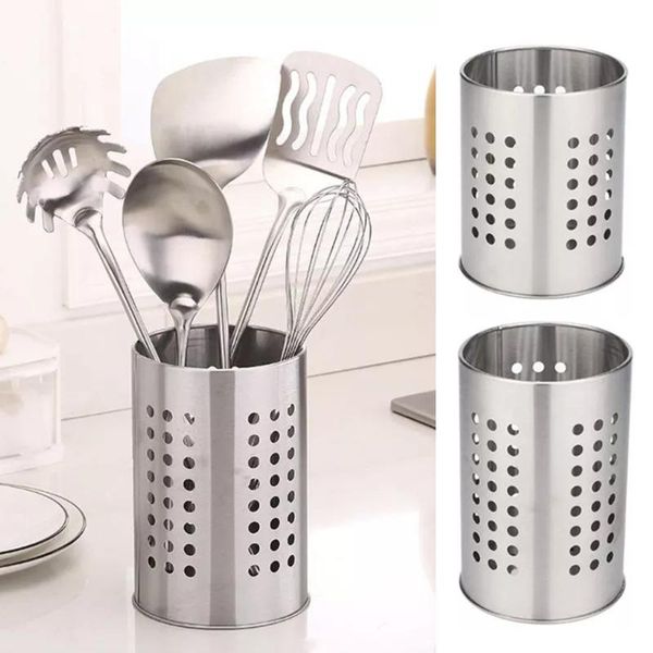 

storage bottles & jars stainless steel cutlery holder drainer spoon chopsticks organizer rack kitchen drain cage multi-function desk