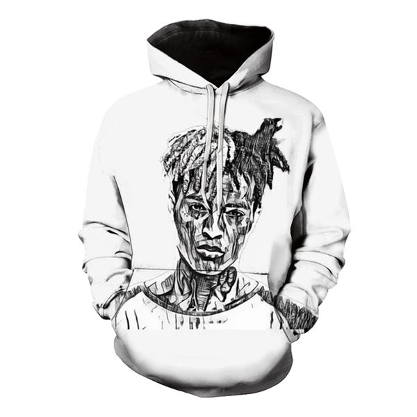 

black and white oil painting pattern men's 3d printing hoodie visual impact party punk gothic round neck sweater hoodie